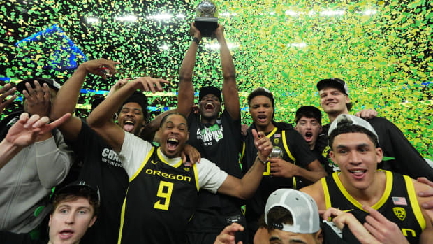 Oregon celebrating Pac-12 Championship